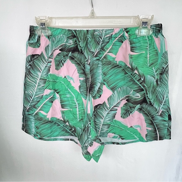 NWT! Floerns Women's Notch Collar Green/Pink Palm Print 2-Piece PJ Set, Size Sm - Picture 8 of 8